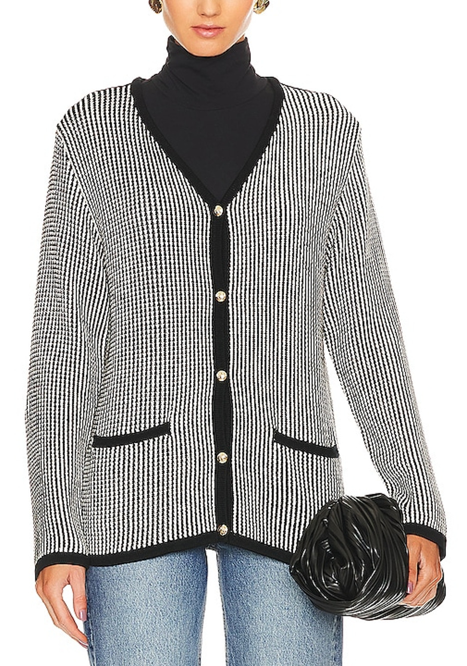 Anine Bing Striped Black Dave Cardigan Size L
